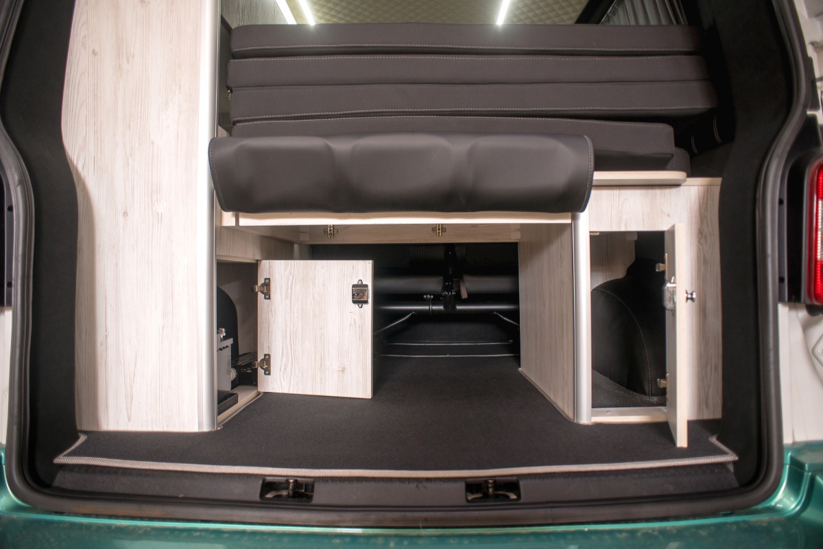 under camper bed storage